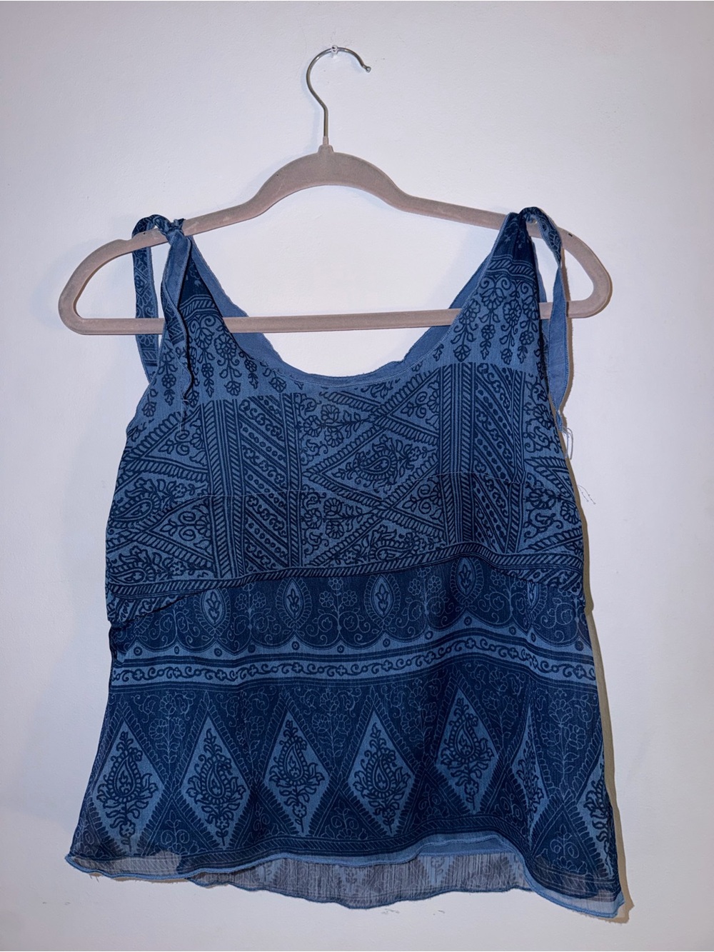 Converse Navy Blue Patterned Tie-Shoulder Tank